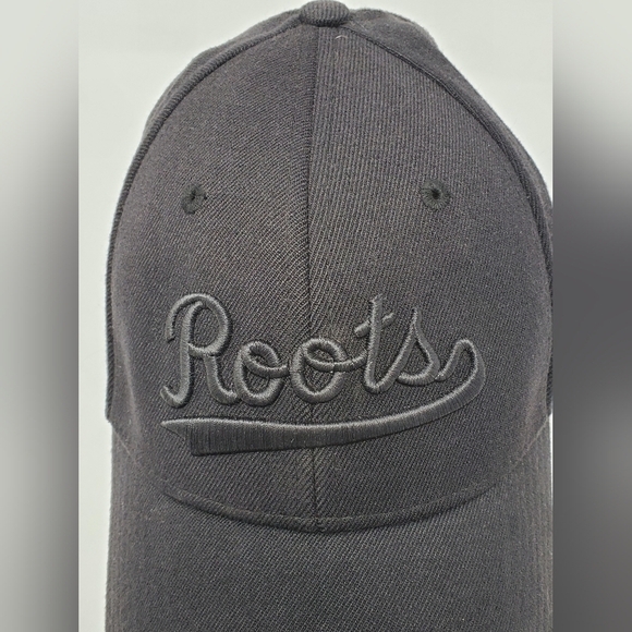 ROOTS CANADA BLACK BASEBALL HAT CAP WOOL BLEND FITTED MEN SMALL MEDIUM - Picture 2 of 13